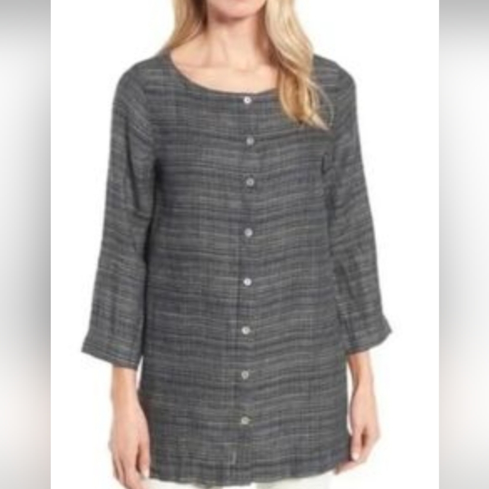 Eileen Fisher Charcoal  Blue Button-Down